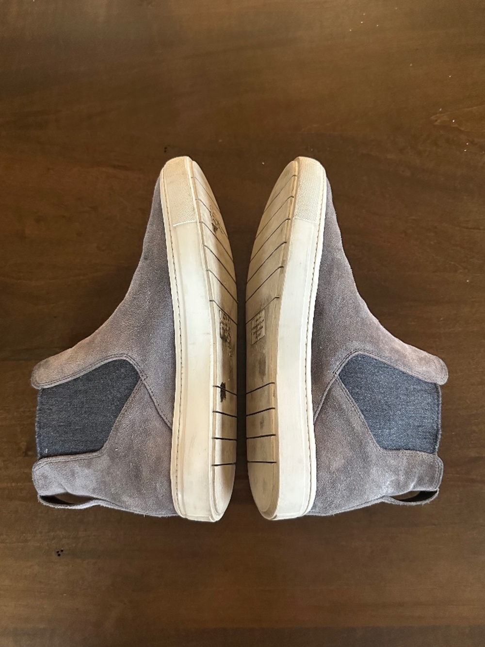 Vince High Top Sneakers Suede Slip On Ankle Boots Shoes Grey Women's Sz 7 / 37.5 - Picture 5 of 11